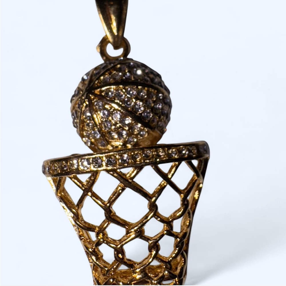 Gold Basketball Hoop Pendant